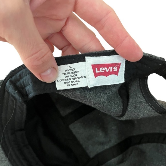 Levi’s Wool Blend Cap Hat L/XL | Gray Black Adjustable Streetwear Logo - Picture 6 of 6
